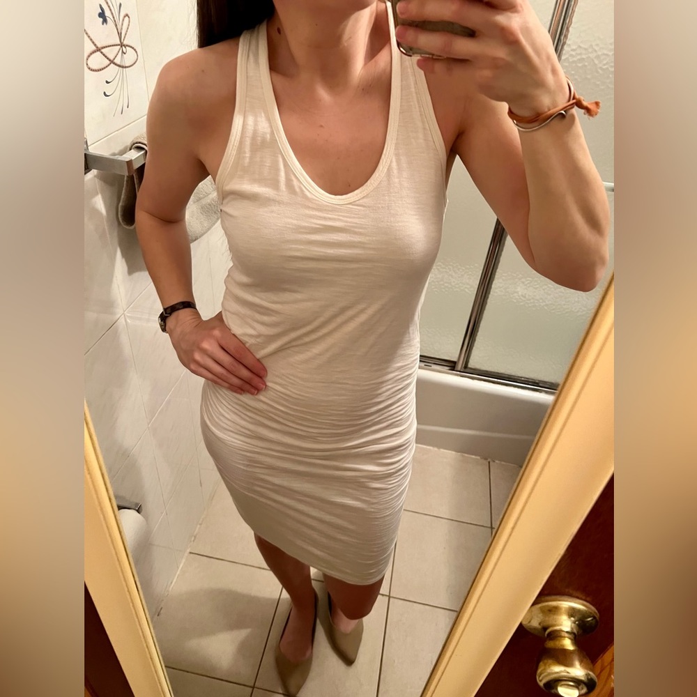 James Perse Ruched Tank Dress Racerback White - Picture 7 of 16
